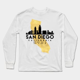 San Diego California Skyline Map Art Long Sleeve T-Shirt